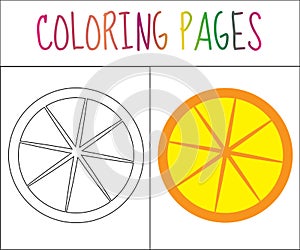 Coloring book page. Orange. Sketch and color version. Coloring for kids. Vector illustration