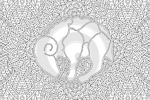 Coloring book page with white aries silhouette