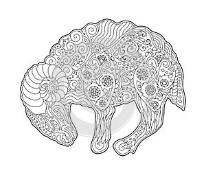 Coloring book page with zodiac symbol Aries photo