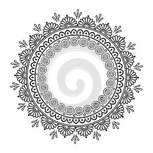 Coloring book pages for kids and adults. Hand drawn abstract design. Decorative Indian mandala