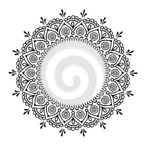 Coloring book pages for kids and adults. Hand drawn abstract design. Decorative Indian mandala