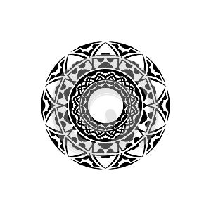 Coloring book pages for kids and adults. Hand drawn abstract design. Decorative Indian round lace ornate mandala. Frame