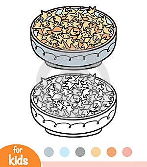 Coloring book, Pasta farfalle in bowl