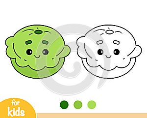 Coloring book, Pattypan squash with a cute face