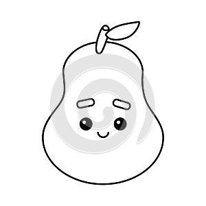 Coloring book, Pear with a cute face