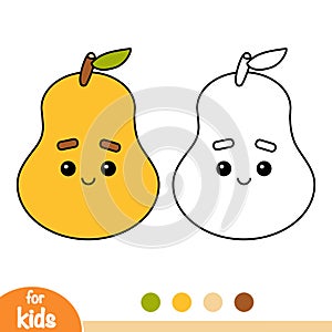 Coloring book, Pear with a cute face