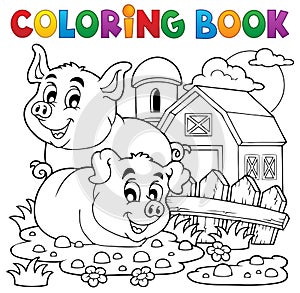 Coloring book pig theme 2