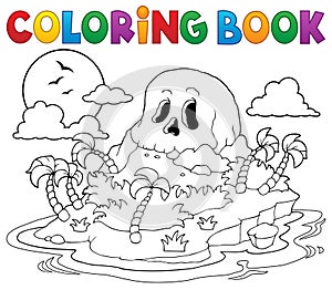 Coloring book pirate skull island