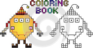 Coloring book pixel monster first