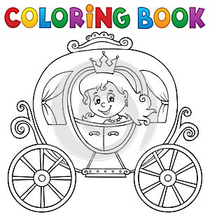 Coloring book princess carriage theme 1