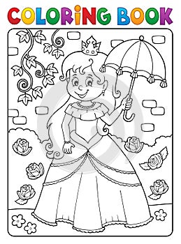 Coloring book princess with umbrella theme 2