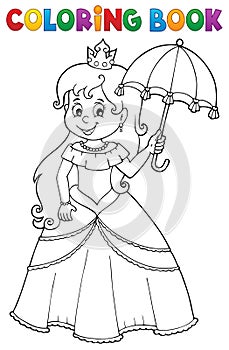 Coloring book princess with umbrella theme 1