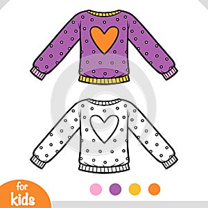 Coloring book, Pullover with a heart sign