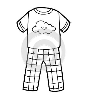 Coloring book, Pyjamas with cute cloud