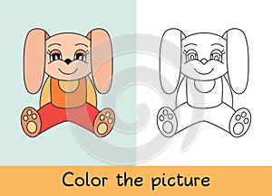 Coloring book. Rabbit. Cartoon animall. Kids game. Color picture. Learning by playing. Task for children photo