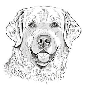 Coloring book retriever dog banner face. Generate Ai