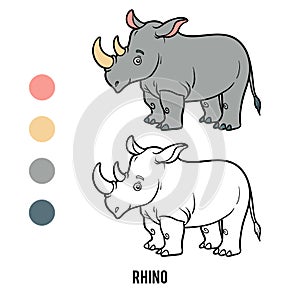Coloring book, Rhino