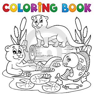 Coloring book river fauna image 3 photo