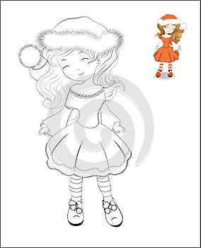 Coloring book Santa Claus girl
