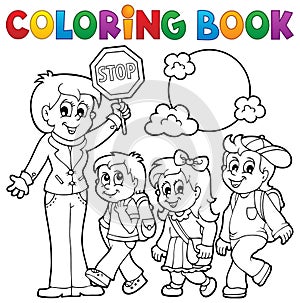 Coloring book school kids theme 1