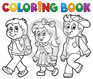 Coloring book school kids theme 2