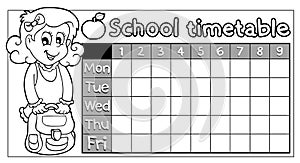 Coloring book school timetable 8