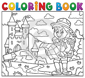 Coloring book scout girl theme 3