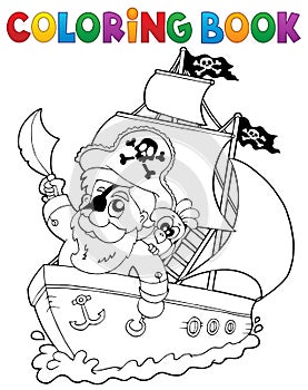 Coloring book ship with pirate 2