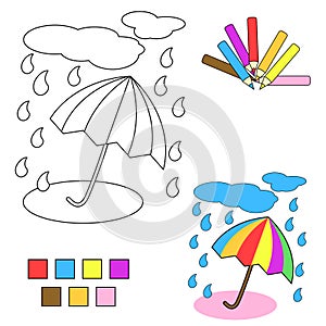 Coloring book sketch : umbrella