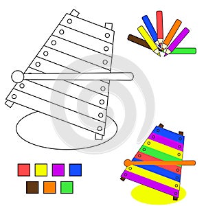 Coloring book sketch : xylophone photo