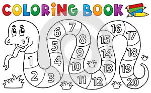 Coloring book snake with numbers theme