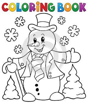 Coloring book snowman topic 1