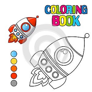 Coloring book with spaceship