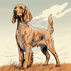 Coloring Book Style: Irish Setter With Bobbed Tail And Distinct Markings