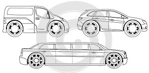 Coloring book: stylized cars set