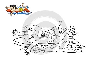 Coloring book, Surfer boy