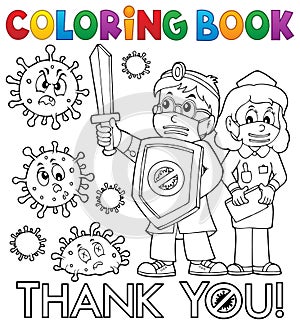 Coloring book thanks to doctor and nurse