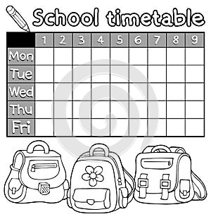 Coloring book timetable topic 5