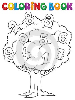 Coloring book tree with numbers theme 1