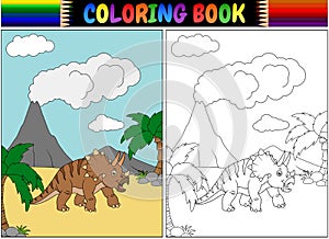 Coloring book with triceratops cartoon