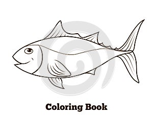 Coloring book tunny fish cartoon educational