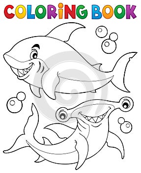 Coloring book with two sharks