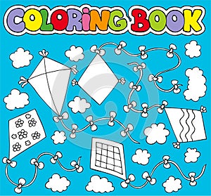 Coloring book with various kites