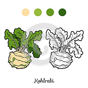 Coloring book, vegetables, Kohlrabi