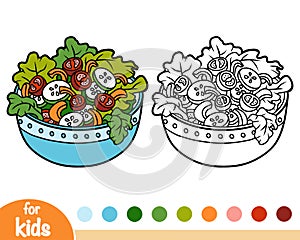 Coloring book, Vegetables salad bowl