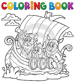 Coloring book with Viking ship