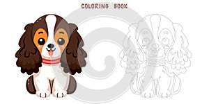Coloring book of white and brown dog