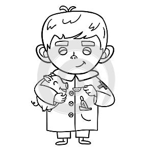 Coloring book wih cute cartoon a doctor