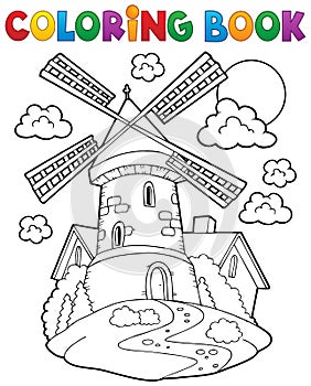 Coloring book windmill 1