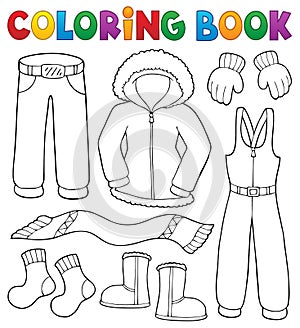 Coloring book winter clothes topic set 1